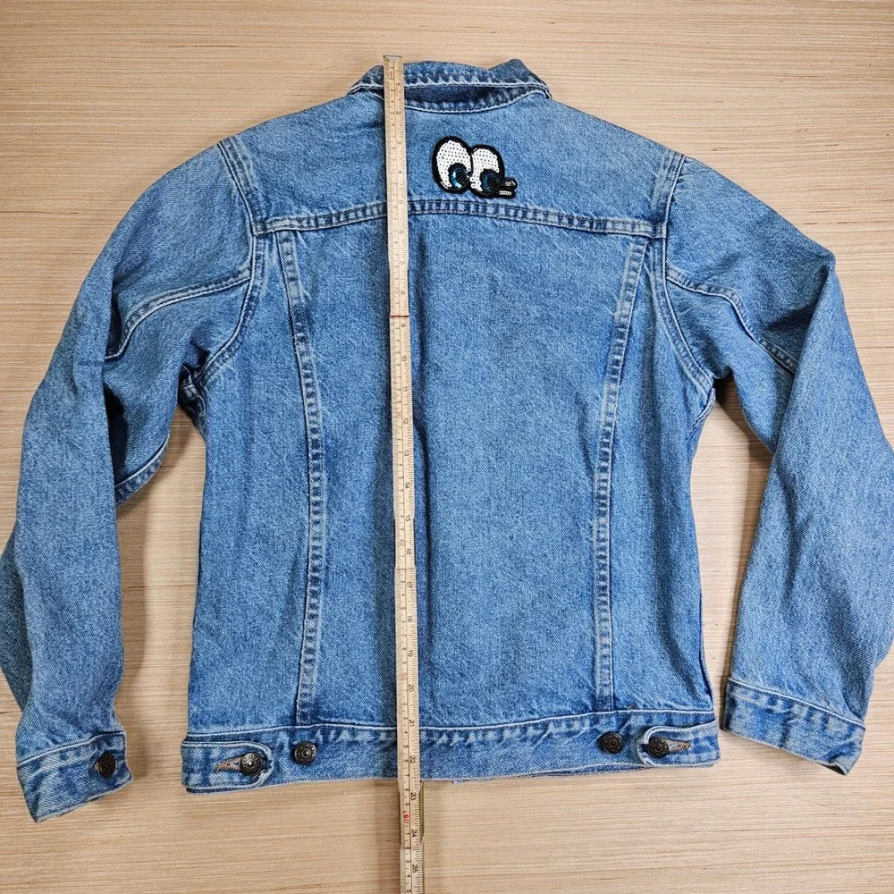 Vintage Unbranded Denim Jacket Kids XL Blue Trucker Eye Patch Logo